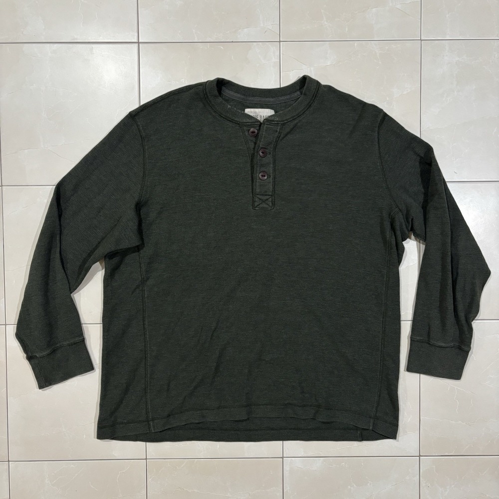 Vintage Eddie Bauer Henley Shirt Men's 2xl Grey Green Gorpcore Hiking Y2K Fish